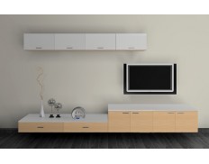 广东板式家具定制设计|水曲柳三聚氰胺免漆生态板电视柜|佛山吉盛